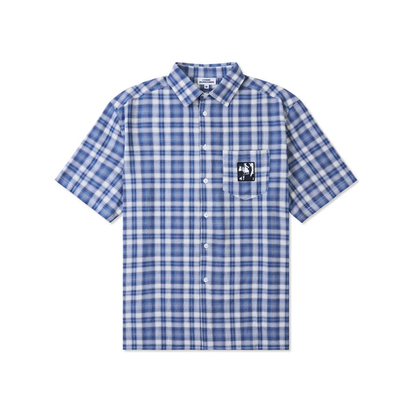 Come Sundown Brain Power Plaid Tee / Blue