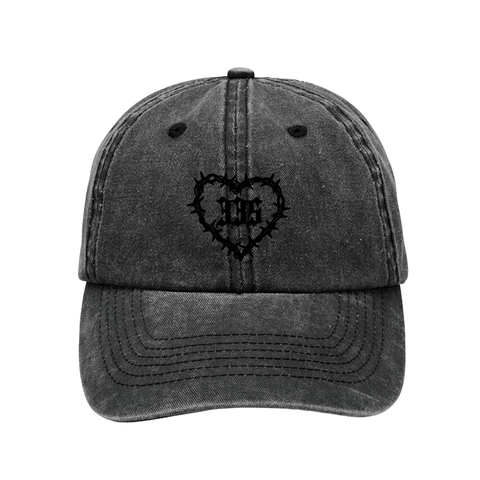 335 Heart Barb Hat / Washed Black / Black