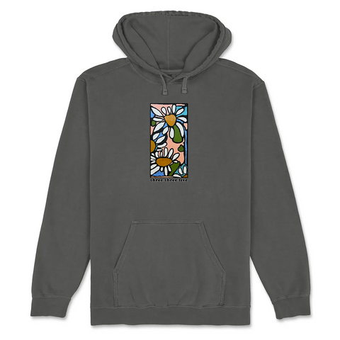 335 Flower Box Hoodie / Washed Black