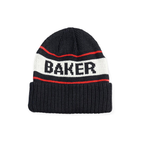 Baker Knit Stripe Beanie / Navy