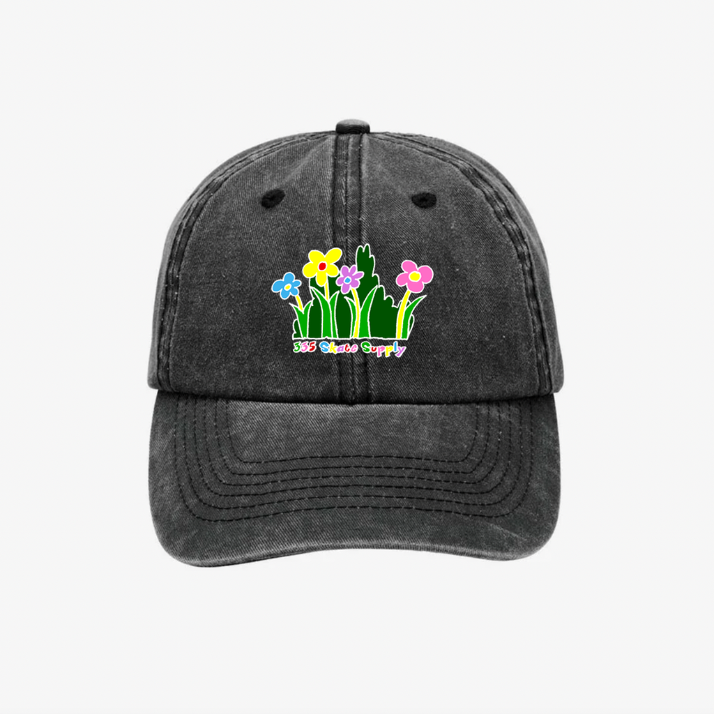 335 Flowers Hat / Washed Black